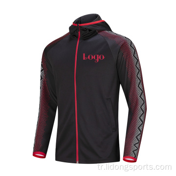 Hafif Erkekler Polyester Kroper Hoodie Sport Ceket